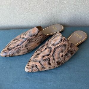 PAIGE Alia Women's Snakeskin Mules - sz 6